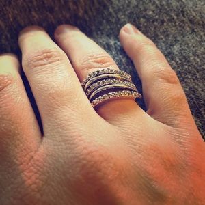 Lia Sophia “Stellar” size 6 rhodium coated and CZ ring